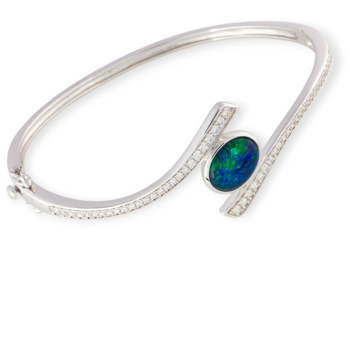 Ocean Glow Sterling Silver Australian Opal Bracelet