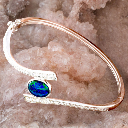 Ocean Glow Sterling Silver Australian Opal Bracelet