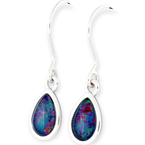 Ethereal Glow Sterling Silver Opal Drop Earrings