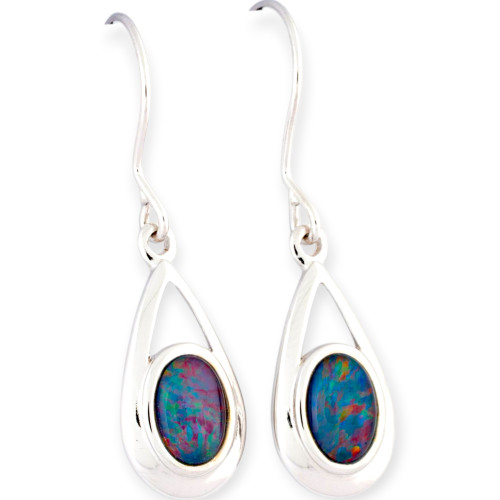 Celestial Spark Sterling Silver Opal Drop Earrings