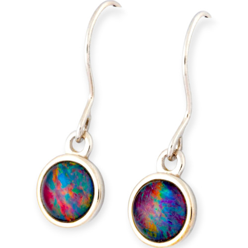 Oceanic Glow Sterling Silver Opal Drop Earrings