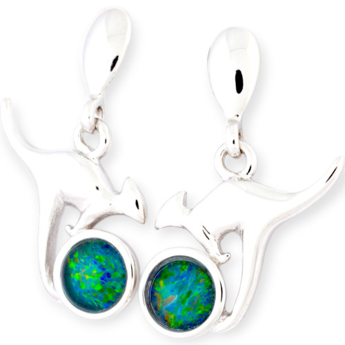 Aurora Bloom Kangaroo Sterling Silver Opal Drop Earrings