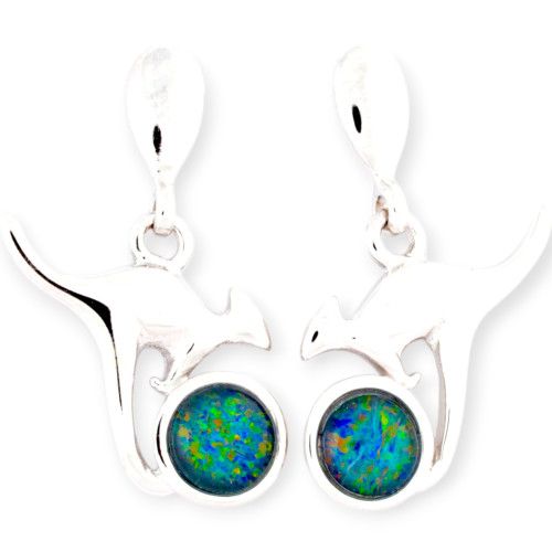 Aurora Bloom Kangaroo Sterling Silver Opal Drop Earrings