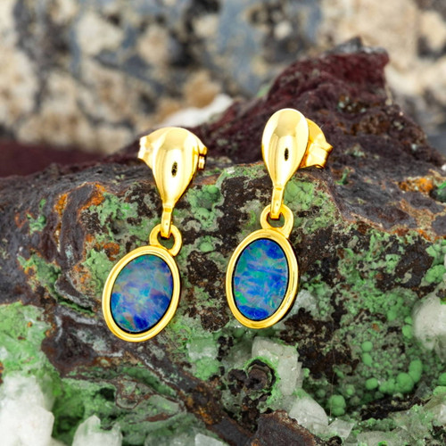 Golden Aurora 18KT Gold Plated Opal Drop Earrings