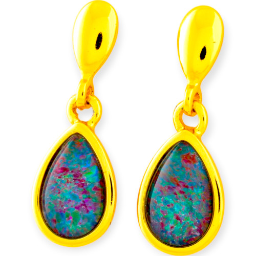 Ethereal Radiance 18KT Gold Plated Opal Drop Earrings