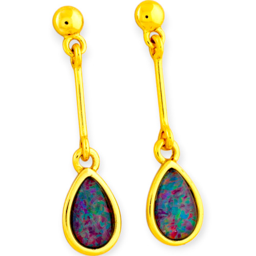 Natures Glow 18KT Gold Plated Opal Drop Earrings