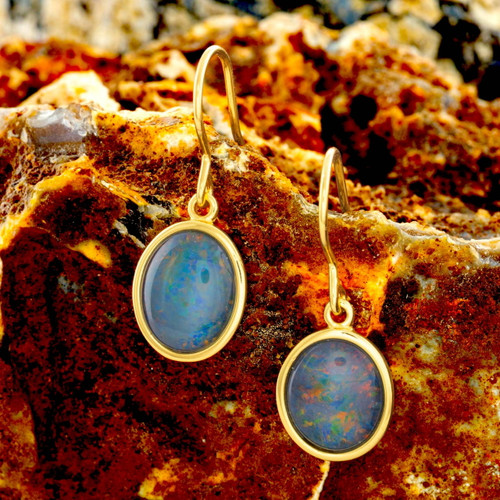 Celestial Radiance 18KT Gold Plated Opal Drop Earrings
