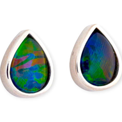 Aurora Bloom Sterling Silver Opal Stud Earrings
