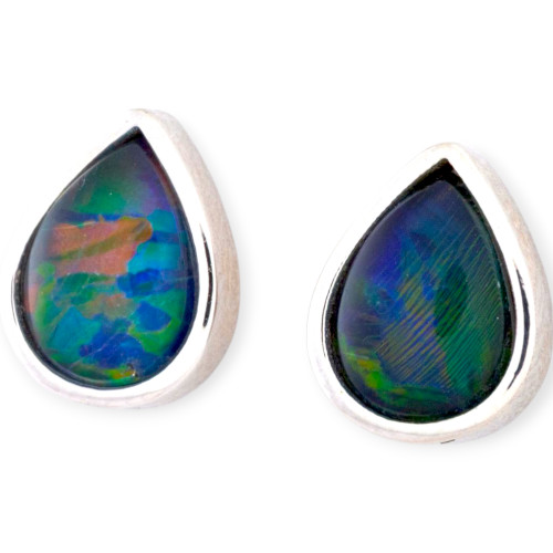 Aurora Bloom Sterling Silver Opal Stud Earrings