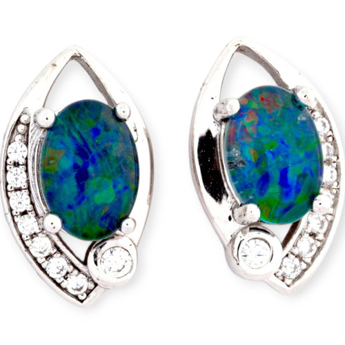 Twilight Spark Sterling Silver Opal Stud Earrings