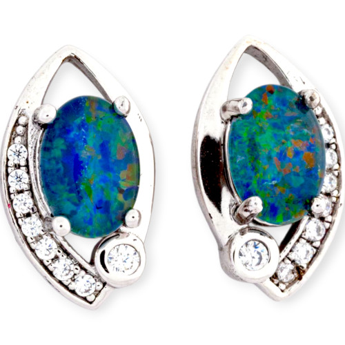 Eternal Grace Sterling Silver Opal Stud Earrings