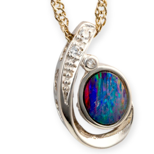 Radiant Galaxy 925 Sterling Silver Opal Pendant