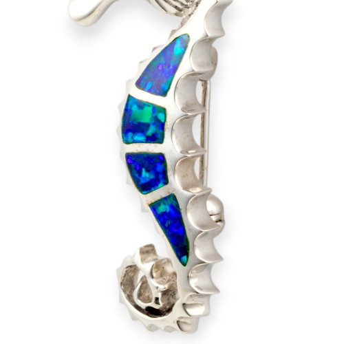 Gilded Ocean Jewel 14KT Gold Seahorse Opal Inlay Pendant