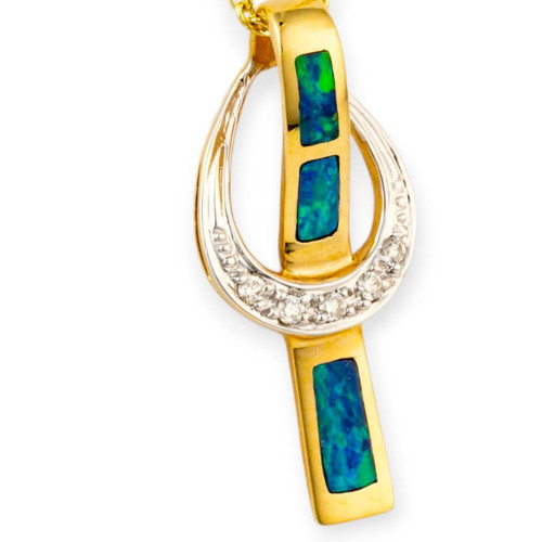 Celestial Fire 14KT Gold & Diamond Opal Pendant