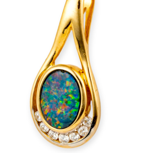 Royal Prism 14KT Gold & Diamond Opal Pendant