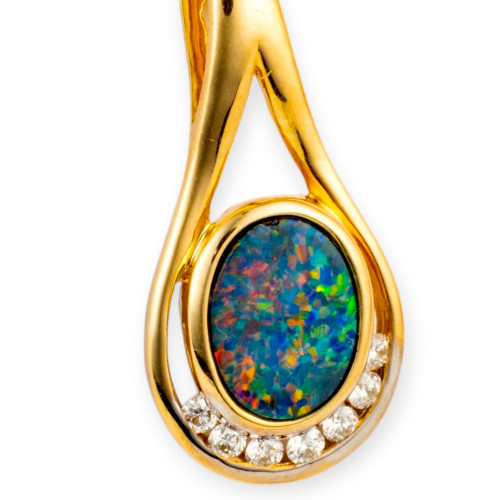 * A Royal Prism 14KT Gold & Diamond Opal Pendant