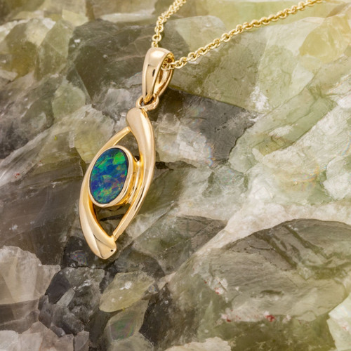 Inferno Bloom 14KT Gold Opal Pendant