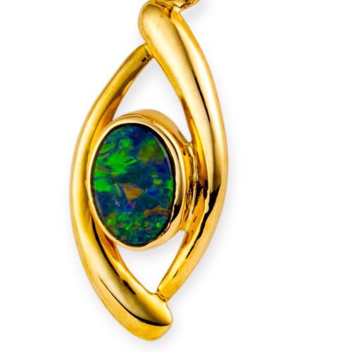 Inferno Bloom 14KT Gold Opal Pendant