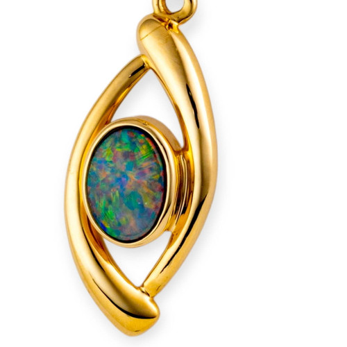 Mystic Ocean 14KT Gold Opal Pendant
