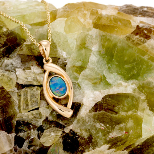 Organic Enchantment 14KT Gold Opal Pendant