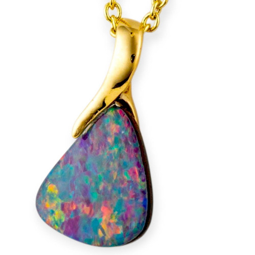 * Solitaire Flame 14KT Gold Opal Pendant