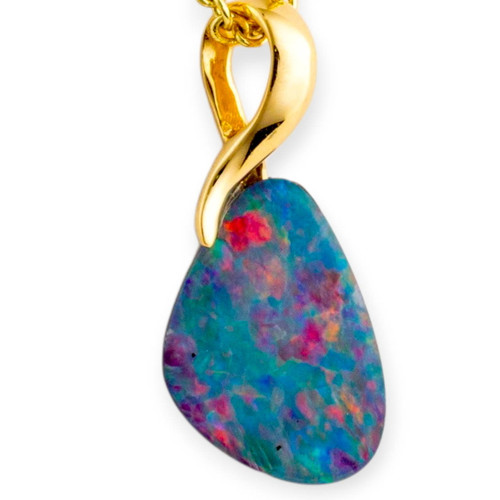 Gilded Ember 14KT Gold Opal Pendant