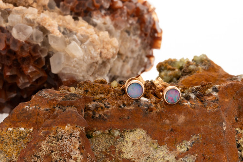 Aura Glow 14KT Rose Gold Opal Stud Earrings