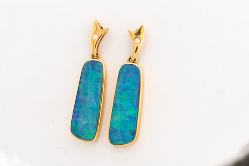 Dripping Rainbow 14KT Gold Opal Earrings