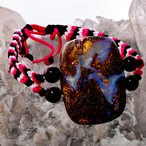 Celestial Reflection Handmade Solid Boulder Opal Bracelet