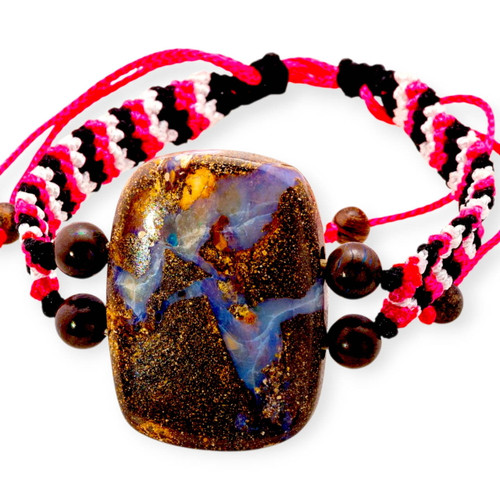 Celestial Reflection Handmade Solid Boulder Opal Bracelet