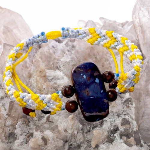 Earthbound Rainbow Handmade Solid Boulder Opal Bracelet