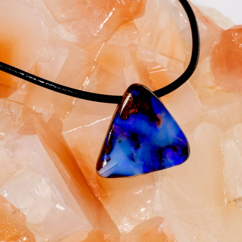 Rhythmic Vein Boulder Opal Slide Pendant