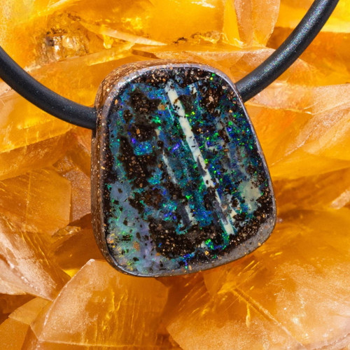 Galactic Core Boulder Opal Slide Pendant