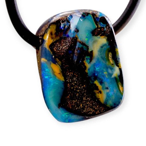 Ethereal Fault Boulder Opal Slide Pendant