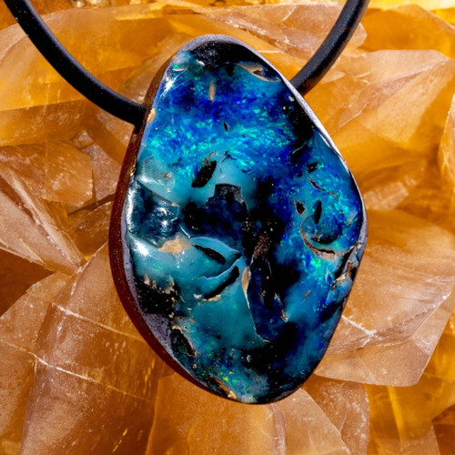 Horizon Light Boulder Opal Slide Pendant
