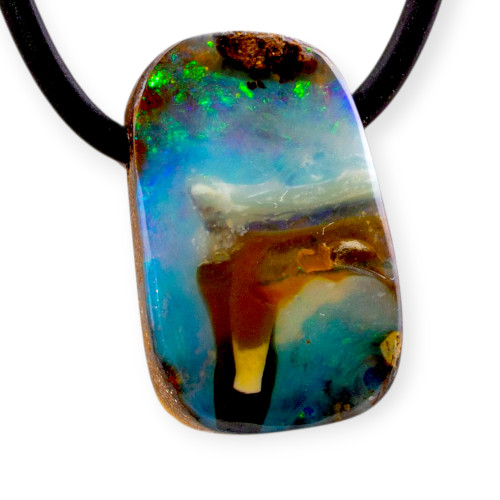 Solar Wind Boulder Opal Slide Pendant