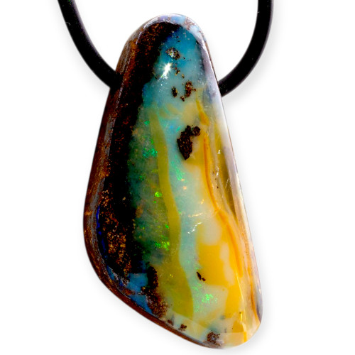 Starlight Fracture Boulder Opal Slide Pendant
