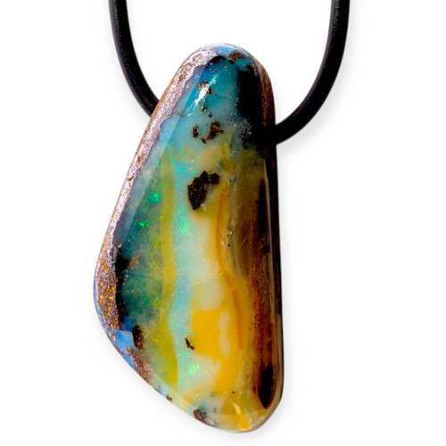 Starlight Fracture Boulder Opal Slide Pendant