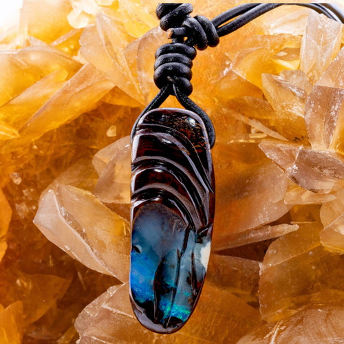 Primal Stream Boulder Opal Slide Pendant