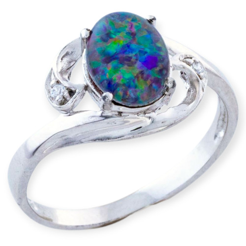 Sonic Wave Sterling Silver  Australian Opal Ring