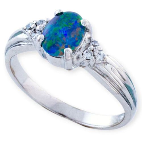 Glowing Glacier Sterling Silver  Australian Opal Ring