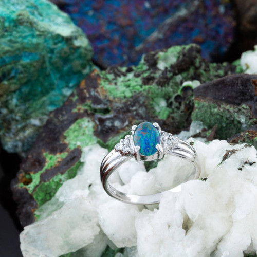 Glowing Glacier Sterling Silver  Australian Opal Ring