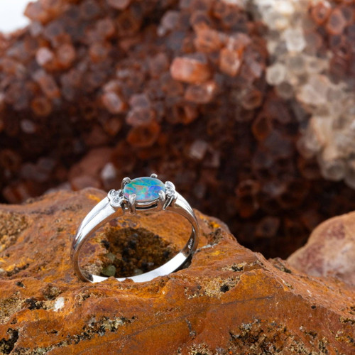 Ocean Splash Sterling Silver  Australian Opal Ring