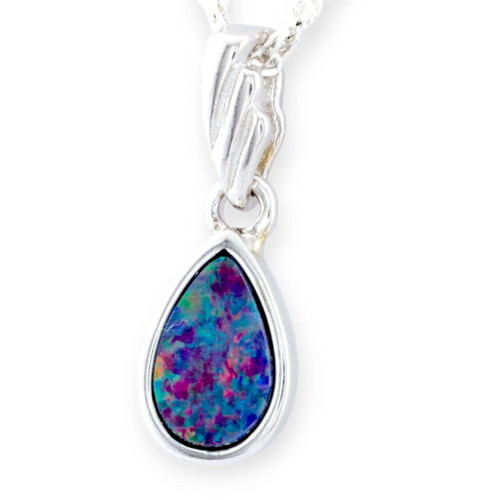 * A Teardrop Sun Sterling Silver Opal Pendant