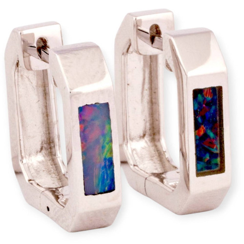 ELEGANT MAGESTY OPAL HUGGIE EARRINGS