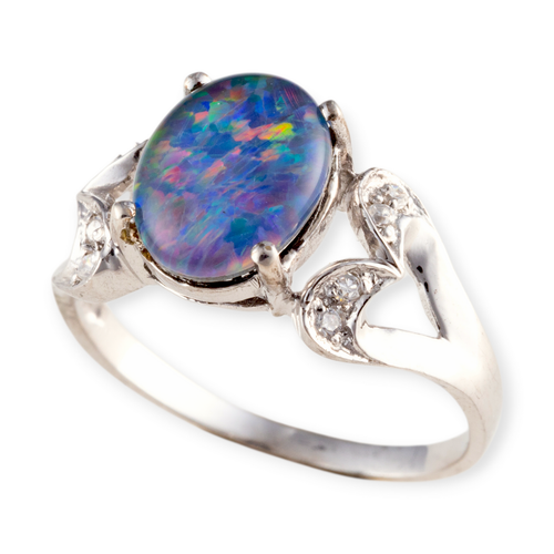SPLENDED ORNATION STERLING SILVER OPAL RING