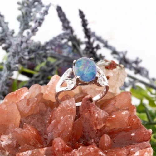 SPLENDED ORNATION STERLING SILVER OPAL RING