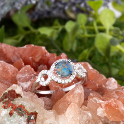 * 1 RAINBOW MOONWHISPER STERLING SILVER OPAL RING