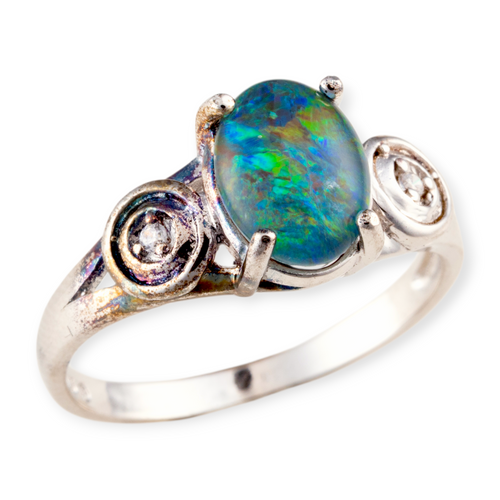 * 1 SPELLBOUND PRISM GLADE STERLING SILVER OPAL RING