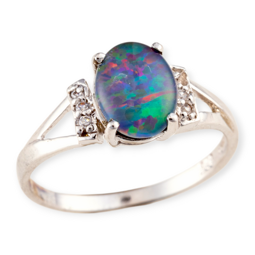 * 1 FAELIGHT RAINSONG STERLING SILVER OPAL RING